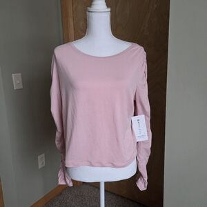 Athleta Pink All Around Ruched Long Sleeve top